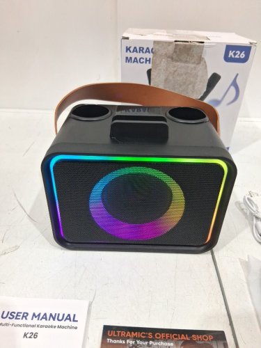 3PC WIRELESS BLUETOOTH KARAOKE MACHINE WITH LED LIGHTS - BLACK/RGB (MODEL: K26) image 3