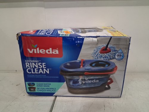 vileda easywring rinseclean spin mop & bucket system with reusable microfiber mophead & extendable handle - blue image 2