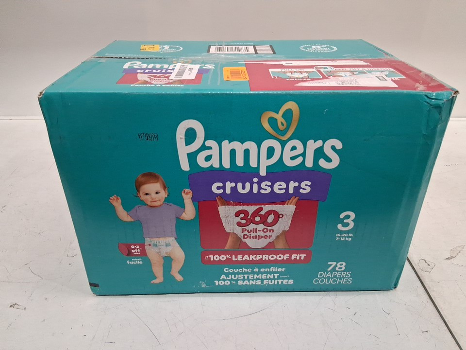 78pk pampers cruisers 360˚ fit disposable baby diapers with leakproof stretchy waistband - size 3 image 2