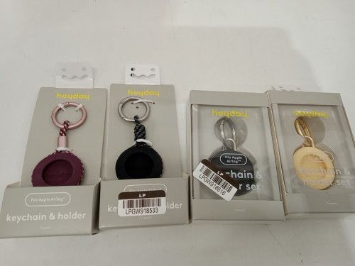 4 Assorted Heyday Airtag Holder and Keychain - Dark Cherry / Black image 2