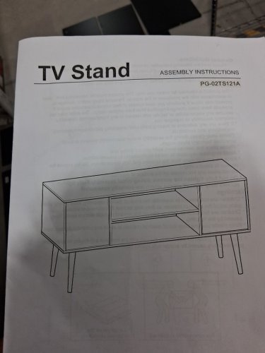 HOME BI Modern TV Stand With 2 Storage Cabinets And Open Shelves - 43.3" x 19.5" - Black (Model: PG-02TS121A) image 8