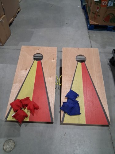 VEVOR Carry Case Portable Wood Corn Hole Toss Game Board with 8 Bean Bag - 2FT x 4FT - wood/yellow/red/black (MODEL: 4A-29-5) image 3