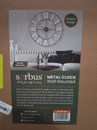 Sorbus Large Wall Clock for Living Room Decor - 24" - white/gold (model:clk-wal-wh) image 3