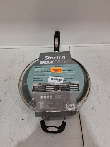 2pc STARFRIT THE ROCK TERRA NON-STICK CHEMICAL FREE DEEP FRY PAN SKILLET WITH LID - 12" - 5.2qt - GREY image 2