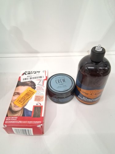 3 ASSORTED MEN'S CARE PRODUCTS - assorted brands, sizes, types and uses - JUST FOR MEN / AMERICAN CREW / KING C GILLETTE image 2