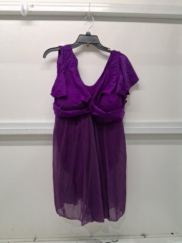 women's V-Neck American Trends Plus Size Ruffled Swimwear - XXXL - purple image 2