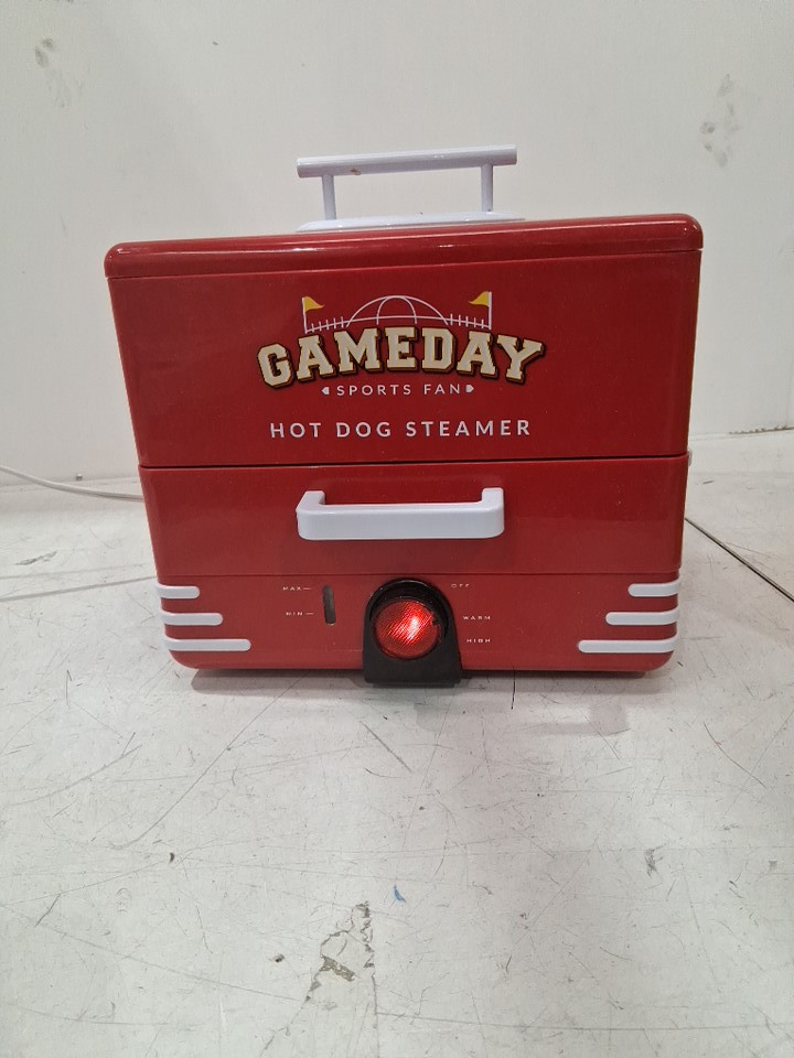 Nostalgia Game Day Hot Dog Steamer and Bun Warmer - RED/WHITE (MODEL:GDHDS206RDSL) image 2
