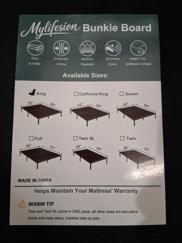 mylifesion bunkie board, under-mattress wooden bed support boards - king (76" x 80") - black - (model: bkbml0101b) image 10