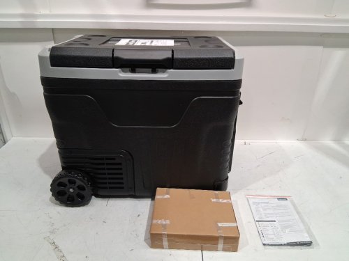 EUHOMY PORTABLE ELECTRIC COOLER AND FREEZER WITH WHEELS & 2 COMPARTMENTS - 50L - 12V DC / 110-240V AC - BLACK/GREY (MODEL: CFB-50) image 3