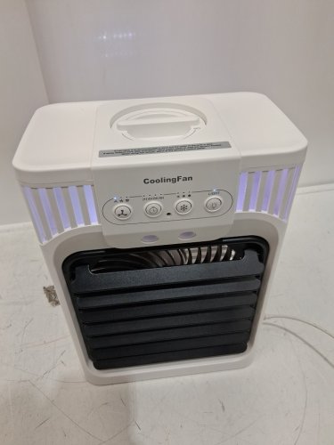 TIOKVIOP 4-in-1 personal portable evaporative air cooling fan with remote, 3 wind speed, 3 cool mist, 2-8 hour timer, and led light - WHITE (model: ab-1) image 4