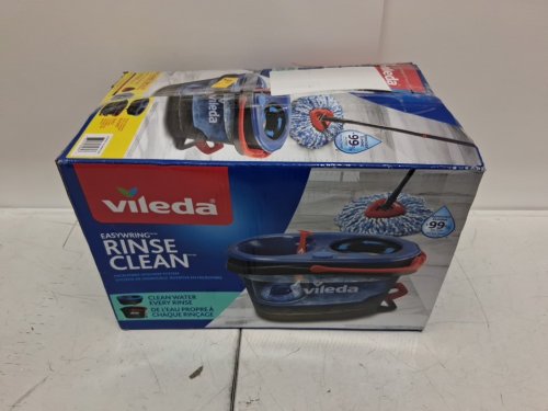 vileda easywring rinse clean 2 tank spin mop and bucket system with adjustable 24"-48" handle - blue/grey (model: 168467) image 2
