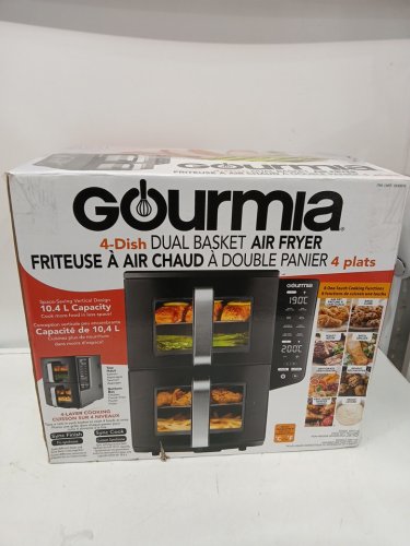 GOURMIA 4 DISH DUAL BASKET AIR FRYER WITH SYNCH FINISH AND SYNC COOK - 11 QT - BLACK (MODEL: GAF1180) image 2