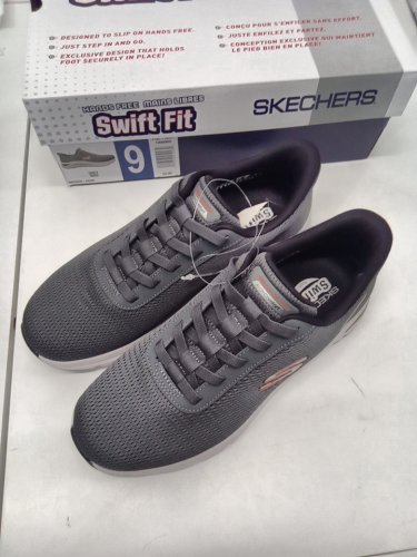 mens skechers baskets arch comfy 2.0 sneakers - size 9 - grey/orange (style: 1998909) image 2
