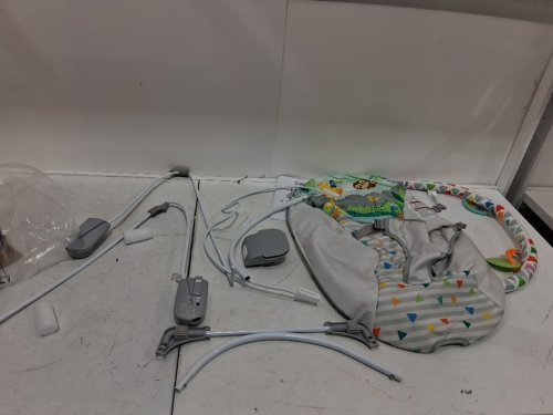 BRIGHT STARS 3 point harness VIBRATING BOUNCER WITH TOY BAR - safari fun image 3