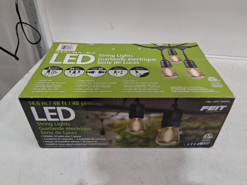 feit electric weatherproof led 24-light string lights with 2 spare lightbulbs - 48ft - black (model: 1603293) image 4
