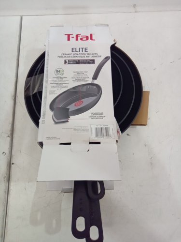 3pc T-fal Ceramic Non-Stick Skillet set - 8" \ 9" \11" - BLACK (MODEL:8899888) image 2