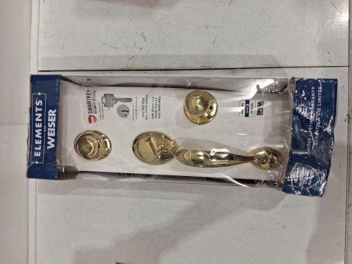 WEISER ELEMENTS KINGSWAY/YUKON BRASS EXTERIOR HANDLESET - POLISHED BRASS (MODEL: ‎9GAC94710-001) image 2