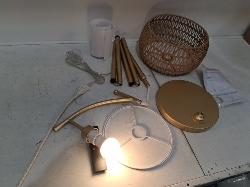 LANICHO Floor Lamp Boho Floor Lamp with Rattan & Linen Shades - 67" TALL 60W 3000K-6000K E26 - Bohemian-GOLD (model: JF17076.A.GD) image 4