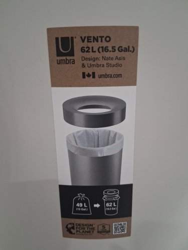 UMBRA VENTO OPEN TOP TRASH CAN - 30" - 16.5 GAL/62L - sand/nickel (MODEL: 1013048-1313-REM) image 4