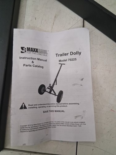 MAXXHAUL TRAILER DOLLY with Pneumatic Tires - 600lbs max - black  (MODEL:70225) image 3