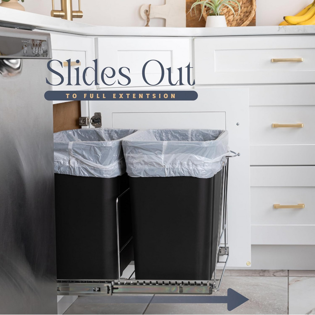 HOLDN’ STORAGE Pull Out Trash Can Under Cabinet -18" GAL - black (model:  hs-2211521dw) image 3