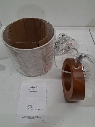 edishine small wood table lamp - 13.4" - beige/wooden (model: UT7044) image 2