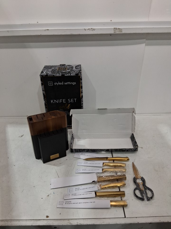 9pc thyme & table knife block set - gold (mode : tt0976r-thy) image 3