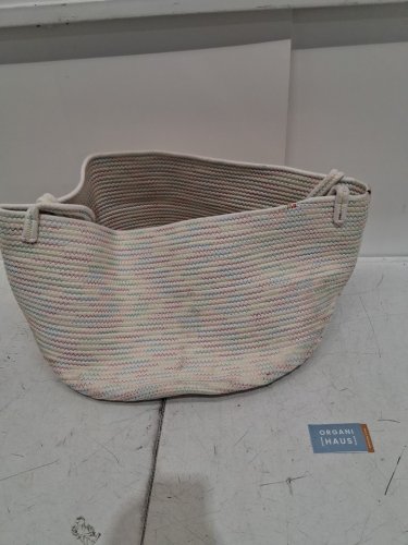 organi haus woven storage baskets -  20" x 13" - Stitches Rainbow image 3