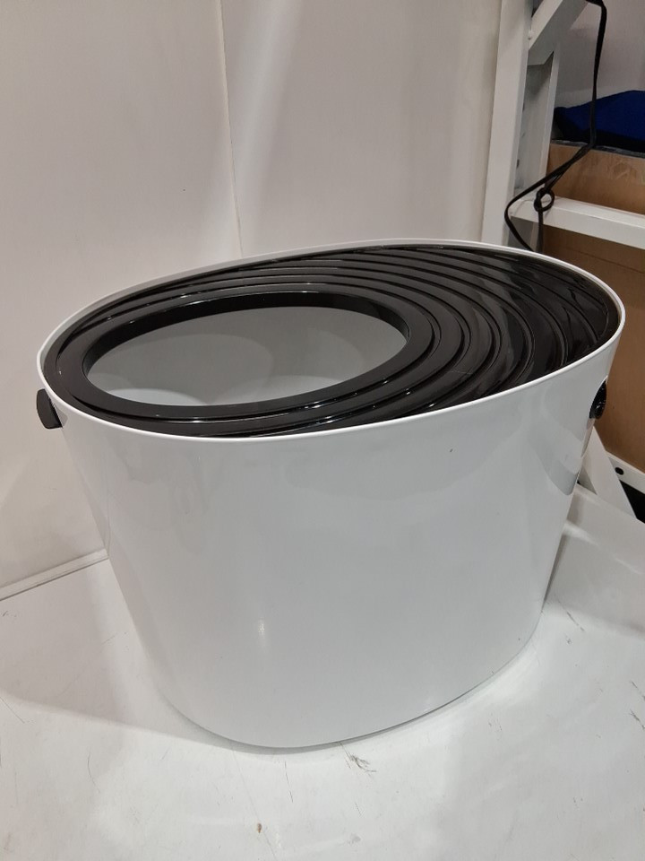 IRIS USA COVERED TOP-ENTRY SCATTER-PREVENTING CAT LITTER BOX WITH SCOOP - LARGE/20.47"x16.14"x14.56" - WHITE/BLACK - (MODEL: PUNT-530) image 2