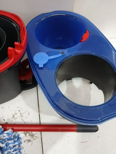 vileda easywring rinseclean spin mop & bucket system with reusable microfibre mophead & extendable handle - blue (model:170144) image 5