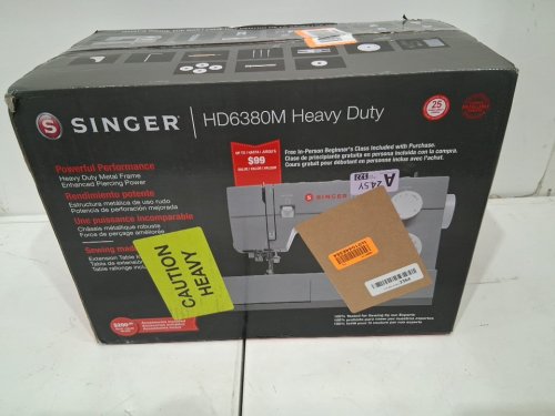 SINGER HEAVY DUTY SEWING MACHINE WITH EXTENSION TABLE & ACCESSORY KIT - STRONG MOTOR WITH ENHANCED PIERCING POWER, 110 STITCH APPLICATIONS, FULL METAL FRAME, 1-STEP BUTTONHOLE & LED LIGHT - GREY (MODEL: HD6380M) image 2