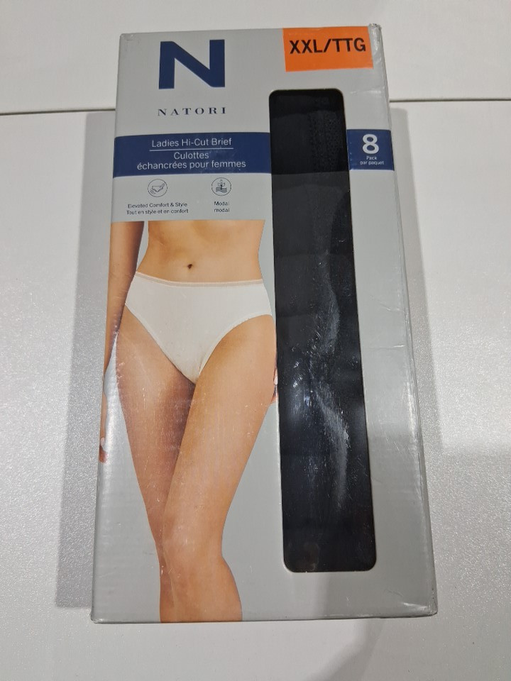 8pk Women's Natori Hi-Cut Brief - XXL - Black (Style: 1809904) image 2