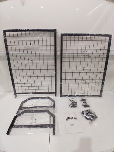VEVOR MOVEABLE CARBON STEEL WIRE GRID WALL PANEL RACK WITH WHEELS & 10 HOOKS - 2FT X 5.4FT - CARBON BLACK (MODEL: YD0054) image 3