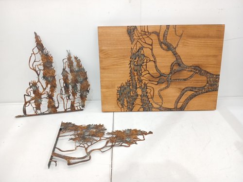 Decorative Wooden Metal Tree Wall Art - 20" x 27.5" - Brown image 4