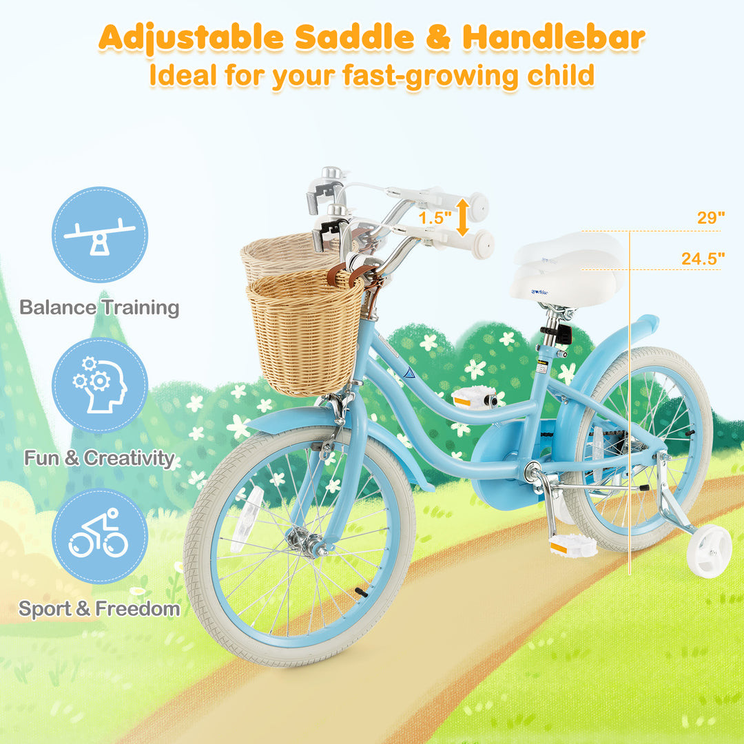 costway kid's bike with training wheels and adjustable seat - 16" wheels - blue - (model: ts10130bl-16) image 3