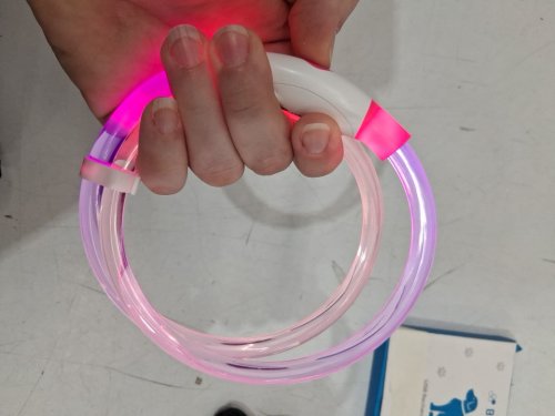 BSEEN Light Up Rechargeable LED Dog Collar - OSFM - CLEAR/PINK (MODEL: VQ-HQ9R-T7XR) image 3