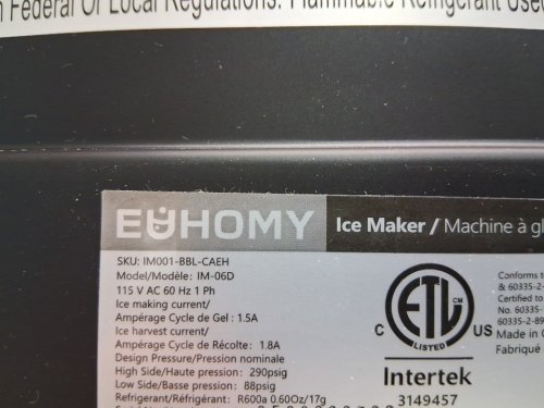 EUHOMY Countertop Ice Maker Machine - MAKES 26LB/Day - BLACK (MODEL: im-06d/IM001-Bbl-CAEH) image 6