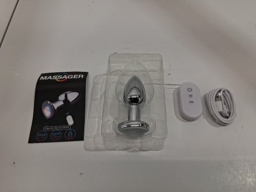 TAIMEI LED Heart shaped Vibrating Butt Plug with remote - stainless steel image 2