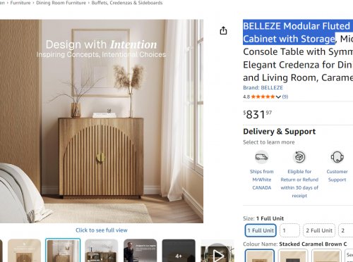 BELLEZE Modular Fluted Sideboard Buffet Cabinet with Storage - 32" - natural (model: 014-HG-42007-CAB) image 2