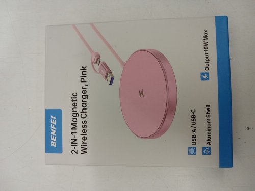 BENFEI 2-IN-1 Magenetic Wireless Charger USB-A / USB-C - 15W Output - Pink (Model: 000401pink) image 3