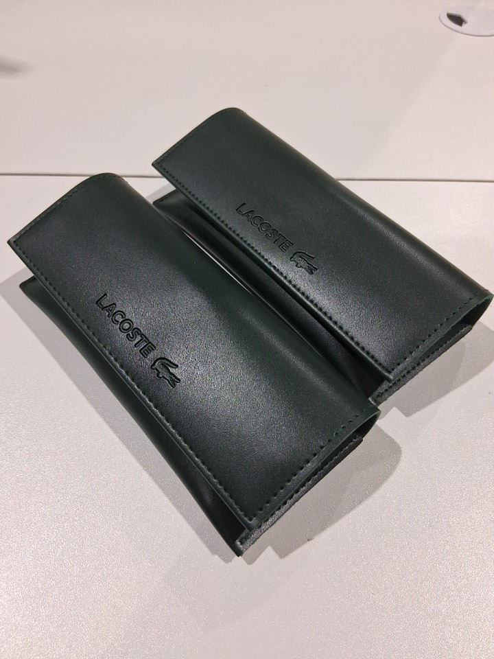 2 LACOSTE faux leather button glasses/sunglasses case - dark green image 2