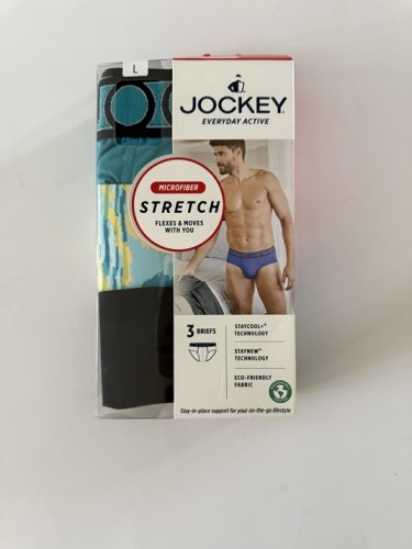 3PK MEN'S JOCKEY EVERYDAY ACTIVE MICROFIBER STRETCH BRIEFS - LARGE - ASSORTED COLOURS image 2