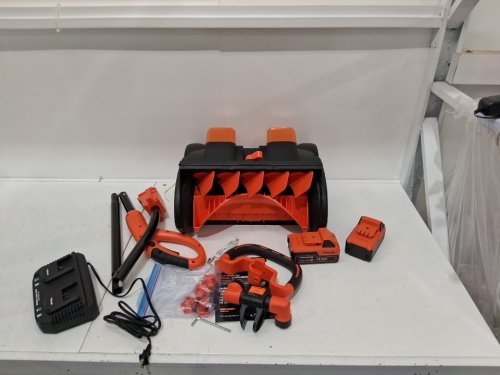 voltask cordless snow shovel with wheels 2 batteries and charger- 48V, 15.7"W x 8"D, 2 24V batteries, 4-ah- orange/black (model: ss-40a-x-az) image 3