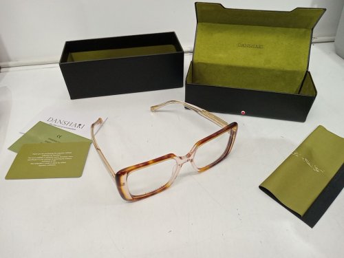 DANSHARI Kiyo Square Glasses Frames with Demo Lenses - 54▢18-140 - Brown / Clear (Model: DA07003AW5418) image 3