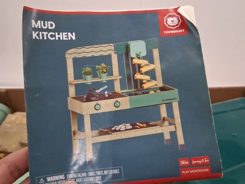 kids TOPBRIGHT Outdoor Mud Kitchen - Montessori Sensory Wooden Kitchen Playset - multicolour image 6