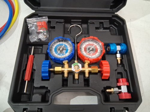 pb motor tech vacuum pump with manifold gauge set - 1/3hp - 4.5cfm - 5pa - 3 way manifold gauge - black (model: pb-a00a / rs-1.5) image 5