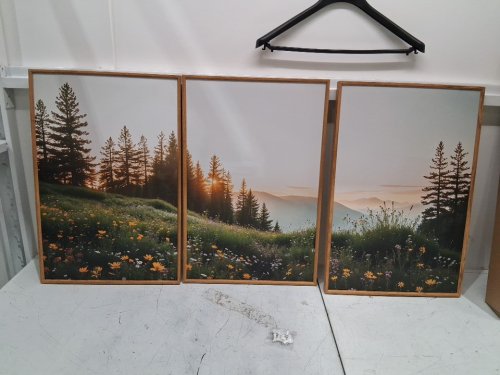 3pc framed  celestdeco green forest mountain canvas / picture / art work - 16" x 24" - multicoloured (model : B0FHB1Z8PL) image 3