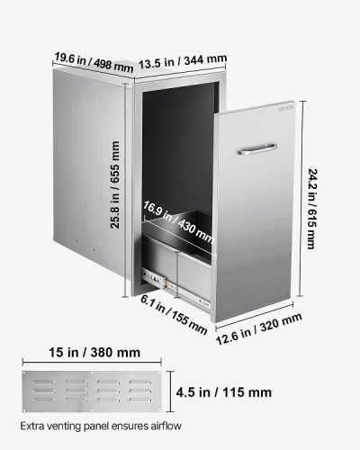 indoor/outdoor multi-purpose pull-out storage drawer - stainless steel (model: km-ctg-2302-sku9) image 3