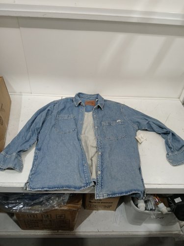 men's levi strauss signature utility shirt jacket - large - denim light image 2