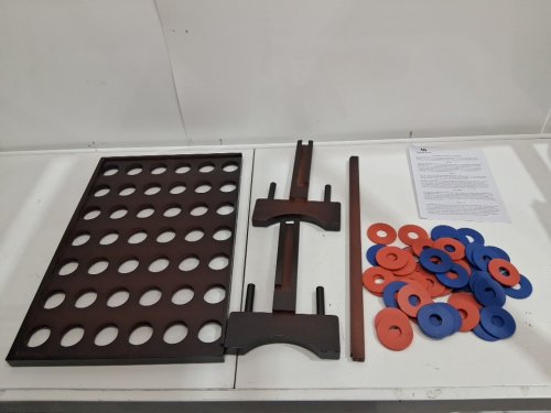 SPEEDARMIS GIANT WOODEN 4-IN-A-ROW GAME - WOODEN INDOOR & OUTDOOR GAME SET WITH CHIPS & DURABLE CARRYING BAG - DARK WOOD (MODEL: S-CONNECT4) image 3